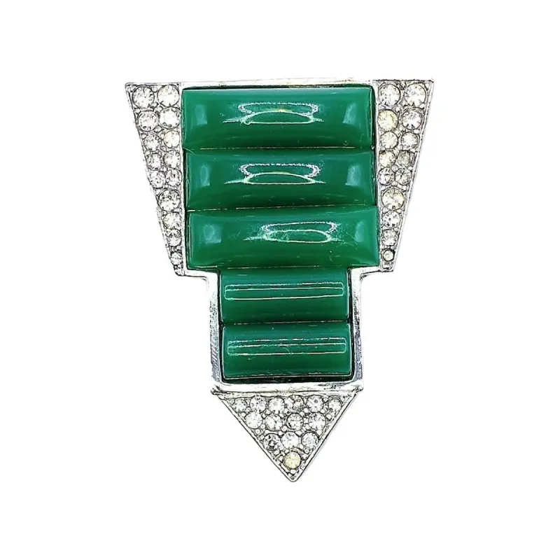 Vintage Jade Art Deco Pin sold by Kenneth Jay Lane