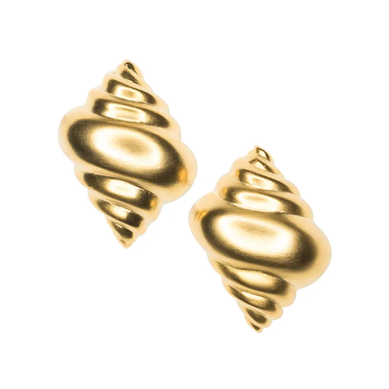 Satin Gold Seashell Clip Earrings sold by Kenneth Jay Lane