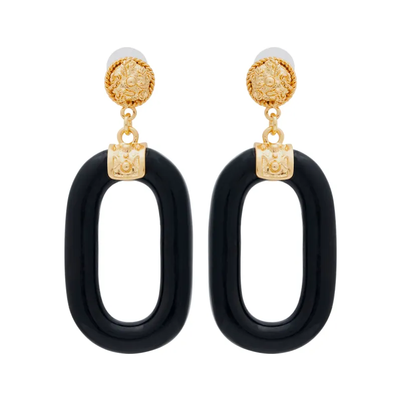 Black Oval Link Pierced Earrings sold by Kenneth Jay Lane