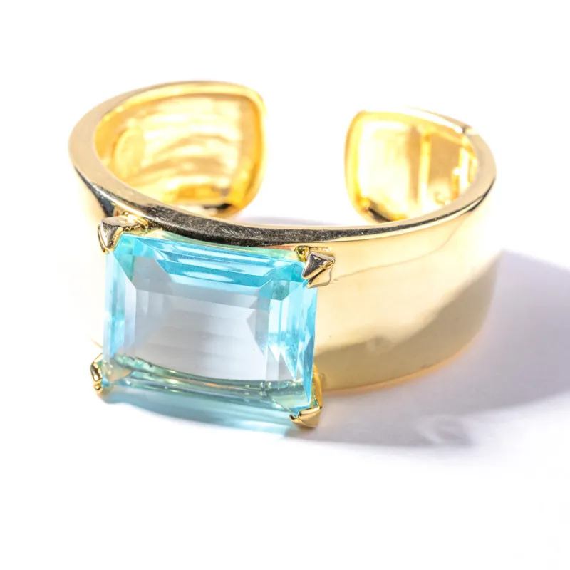 Gold with Aqua Center Stone Cuff sold by Kenneth Jay Lane
