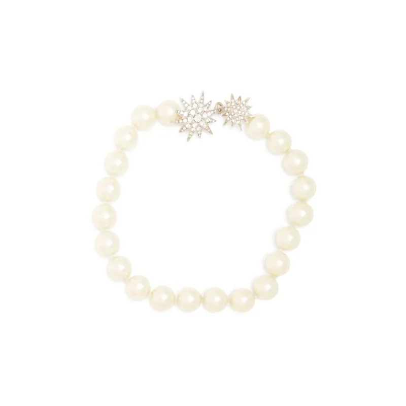 White Pearl & Rhodium Starburst Necklace sold by Kenneth Jay Lane