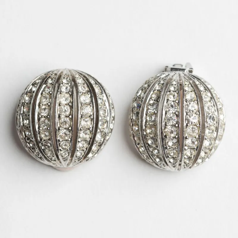 Vintage Rhodium/Rhinestone Clip Earring sold by Kenneth Jay Lane