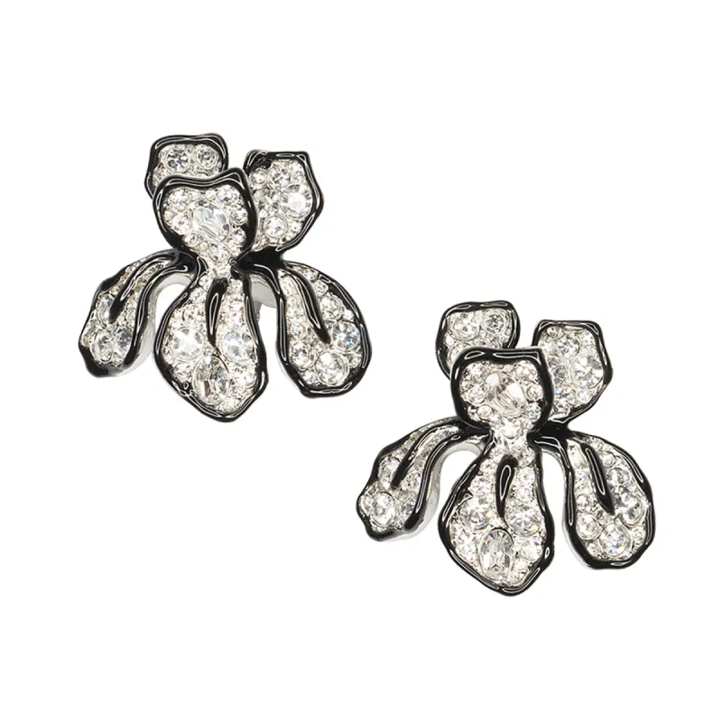 Crystal Flower Clip Earrings sold by Kenneth Jay Lane