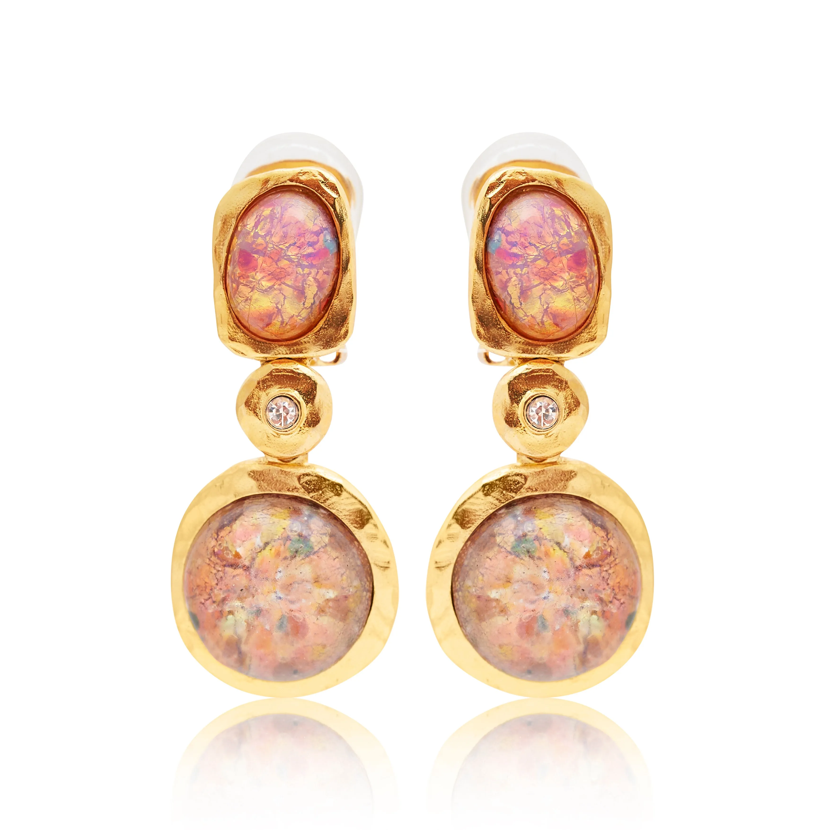 Pink Opal Cabochons Drop Clip Earring sold by Kenneth Jay Lane