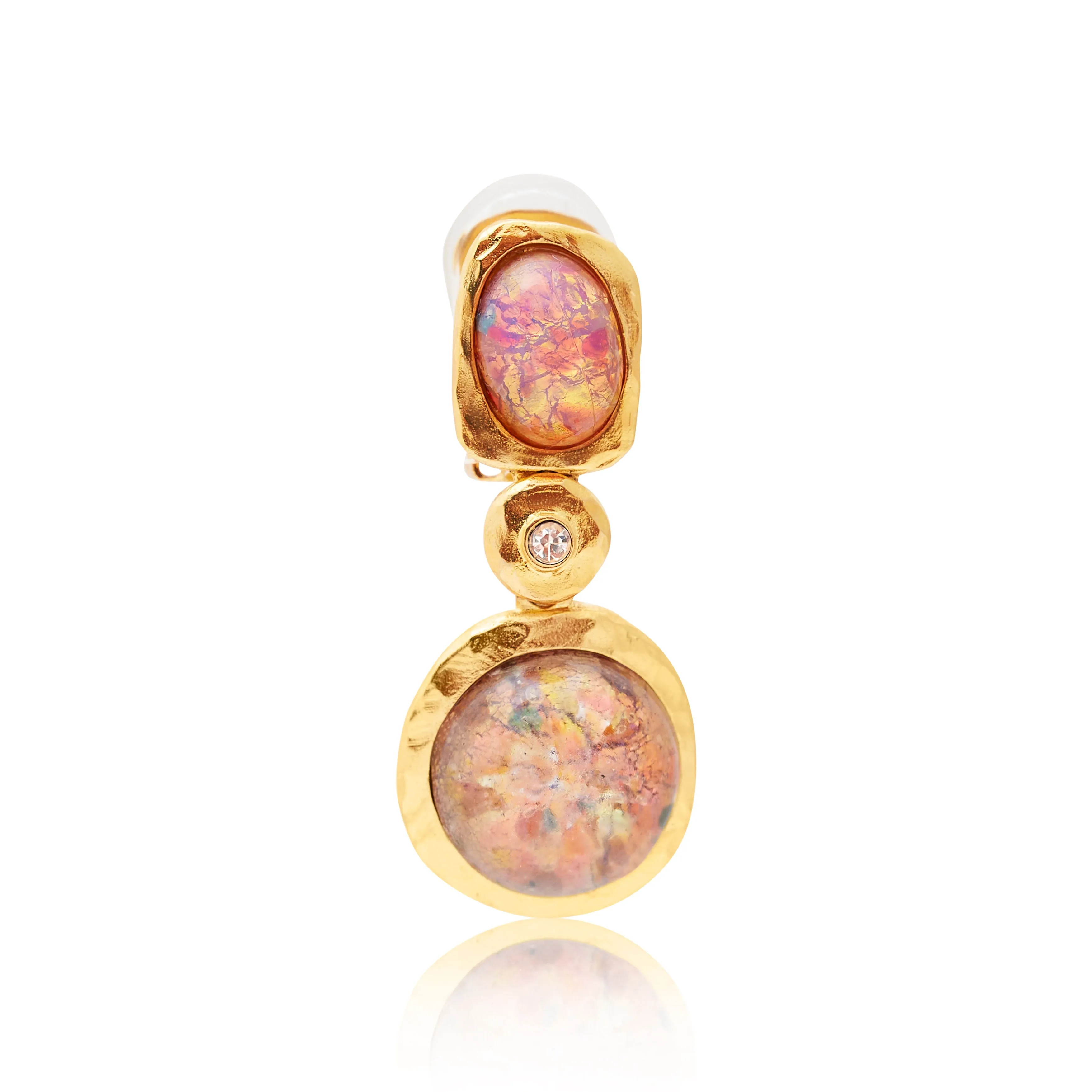 Pink Opal Cabochons Drop Clip Earring sold by Kenneth Jay Lane product image thumbnail 2