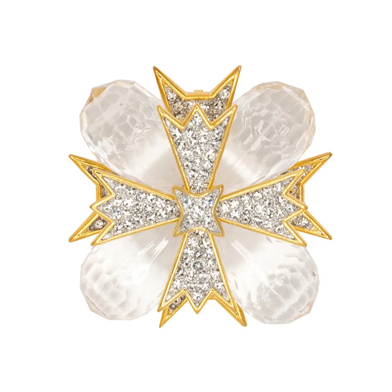 Clear Maltese Cross Pin sold by Kenneth Jay Lane