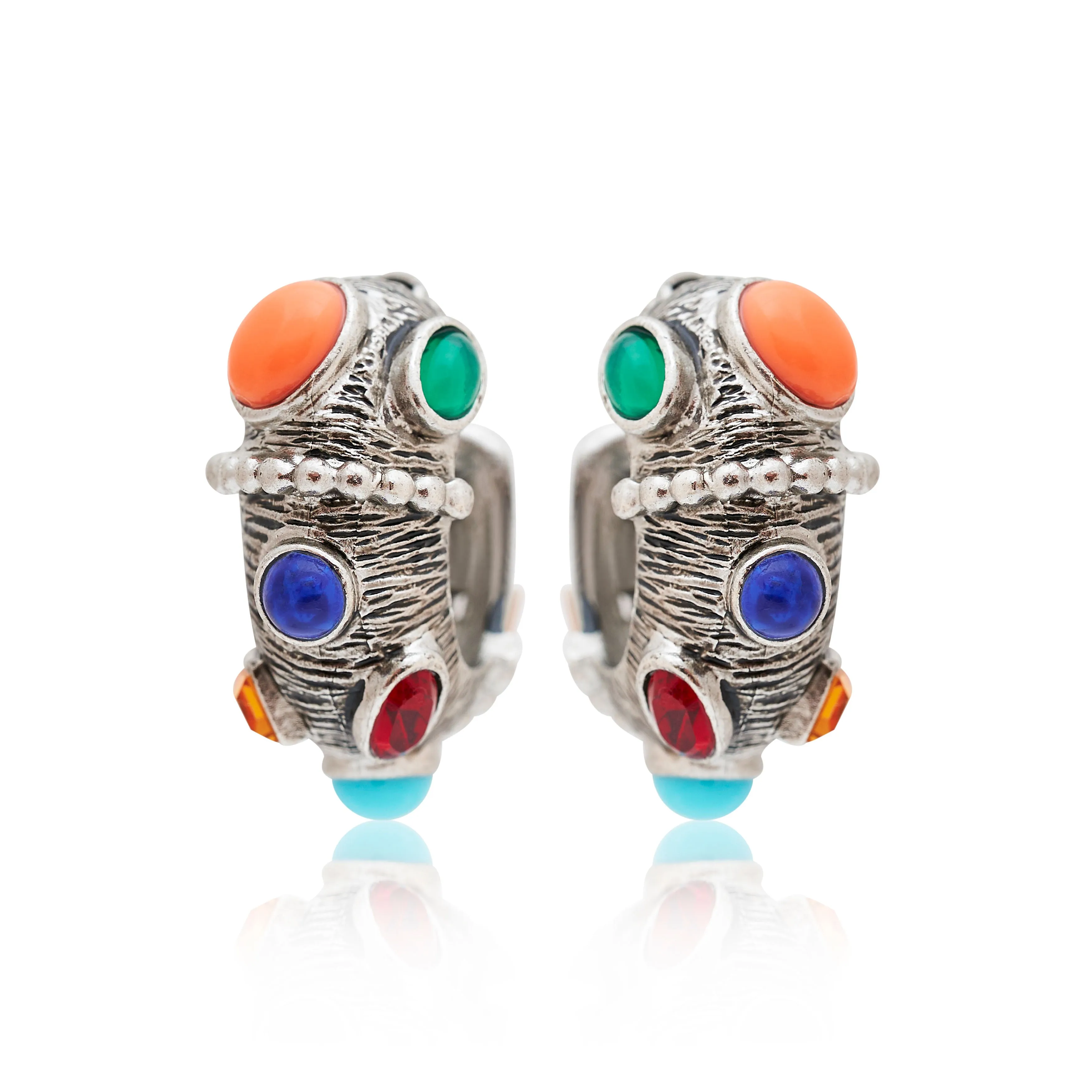 Multicolored Gemstone Hoop Earrings sold by Kenneth Jay Lane