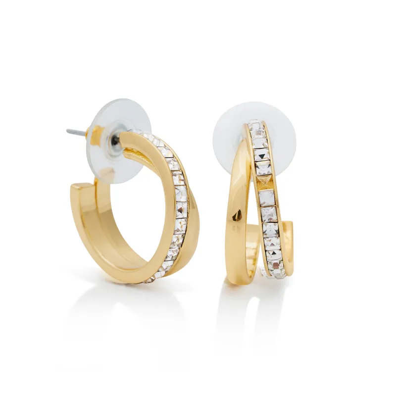 Double Row Crystal Hoop Pierced Earrings sold by Kenneth Jay Lane