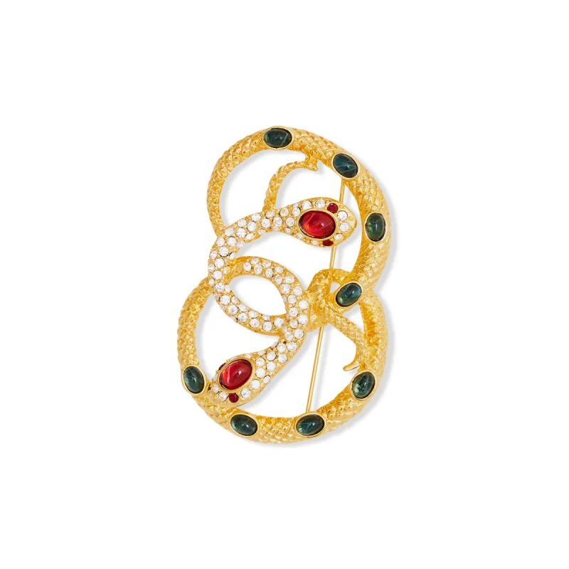 Double Ruby Snake Head Pin sold by Kenneth Jay Lane