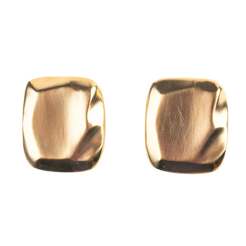 Textured Square Gold Clip Earrings sold by Kenneth Jay Lane