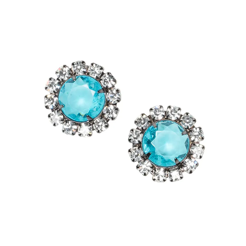 Aqua Button Clip Earrings sold by Kenneth Jay Lane