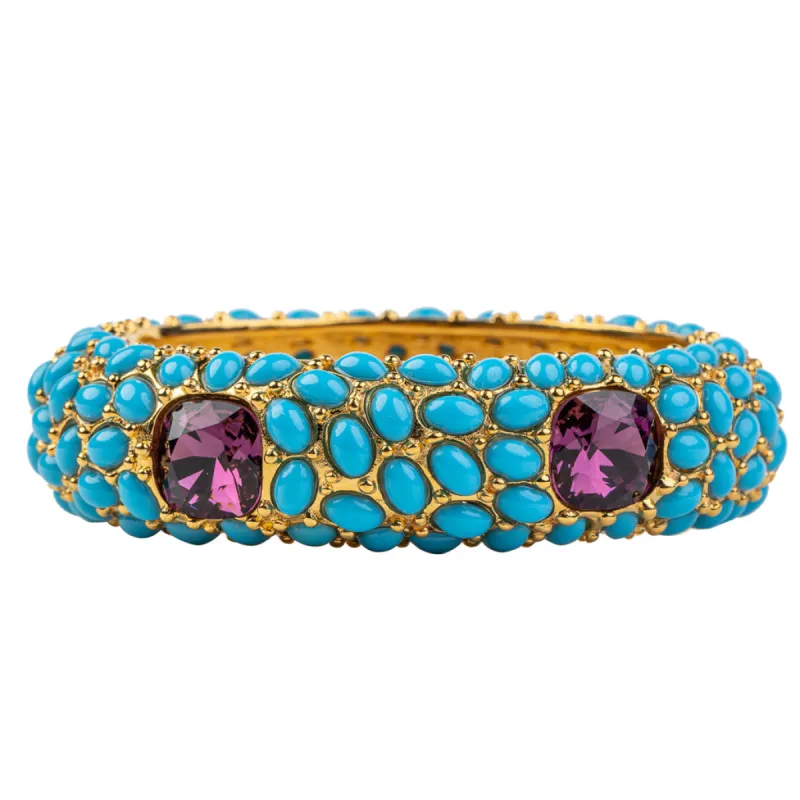 Turquoise & Amethyst Hinged Bracelet sold by Kenneth Jay Lane