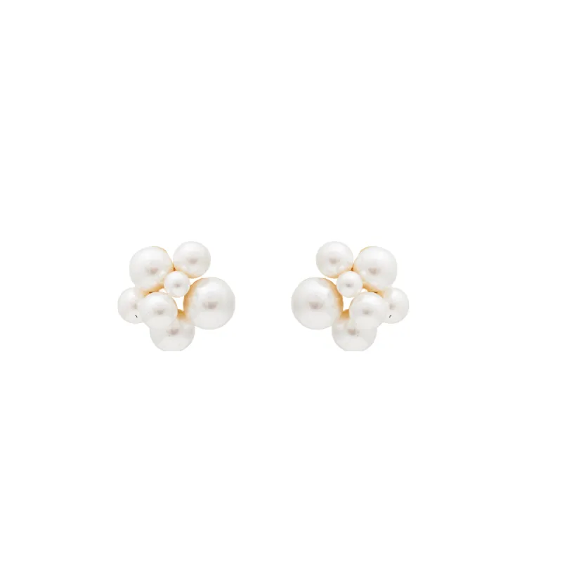 Polished Gold & Pearl Cluster Clip Earring sold by Kenneth Jay Lane