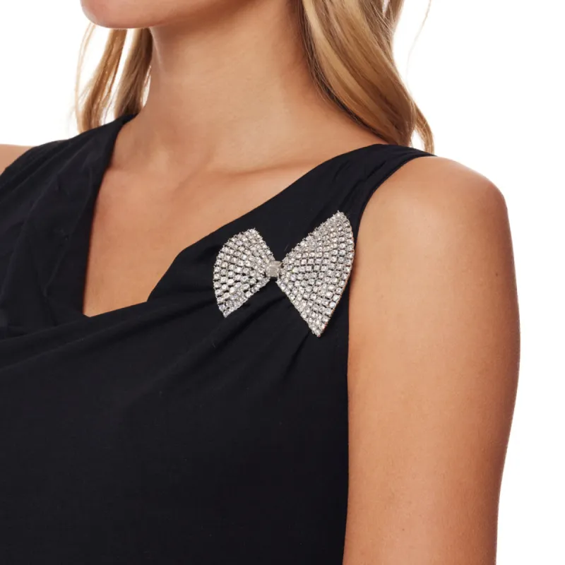 Silver and Crystal Bow Tie Pin sold by Kenneth Jay Lane