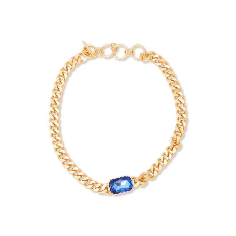 Gold Chain & Sapphire Toggle Necklace sold by Kenneth Jay Lane