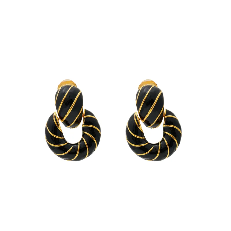 Gold & Black Doorknocker Clip Earring sold by Kenneth Jay Lane