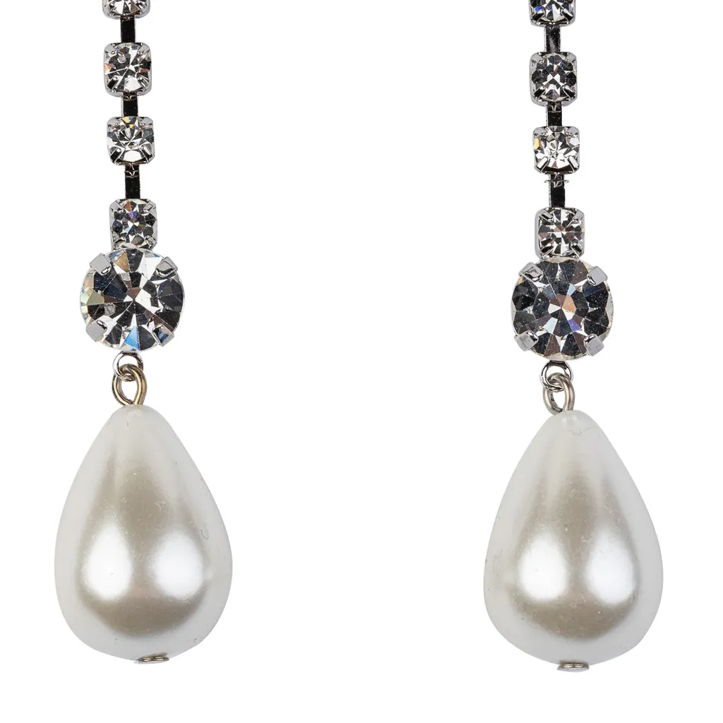 Pearl Teardrop Rhinestone Earrings sold by Kenneth Jay Lane product image thumbnail 2