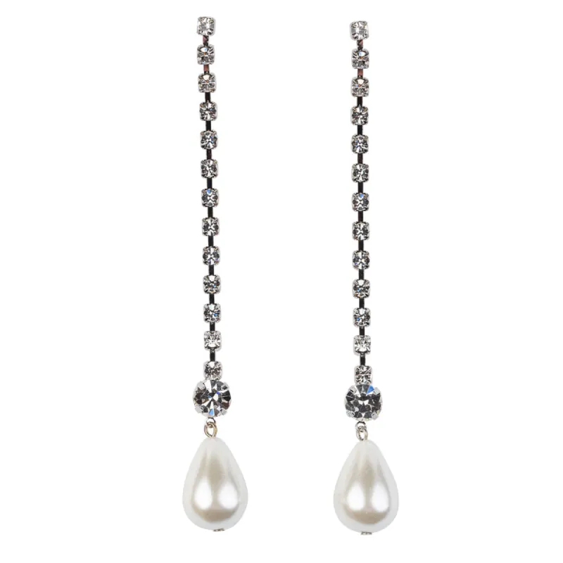 Pearl Teardrop Rhinestone Earrings sold by Kenneth Jay Lane