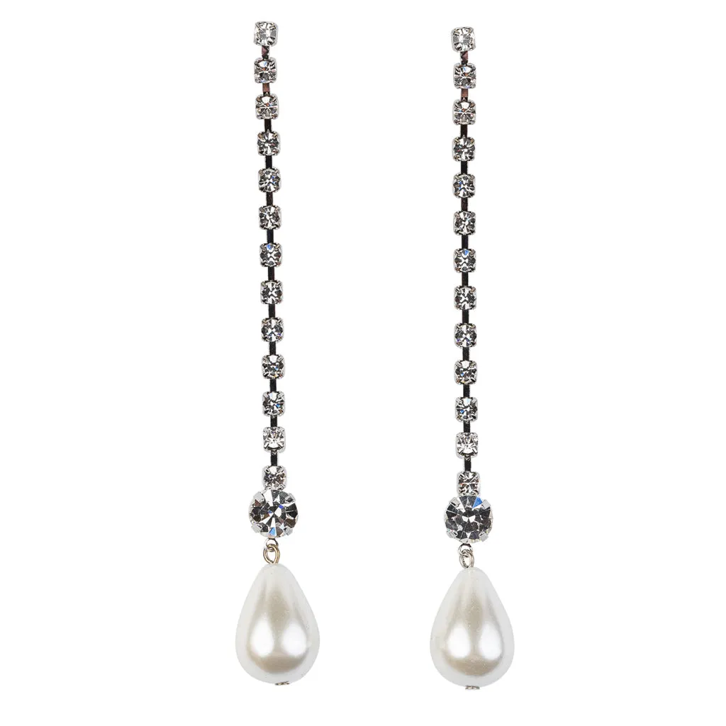 Pearl Teardrop Rhinestone Earrings sold by Kenneth Jay Lane