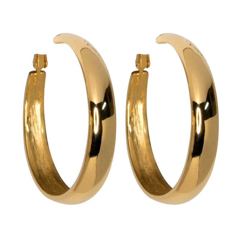 Polished Gold Tapered Hoop Earrings sold by Kenneth Jay Lane