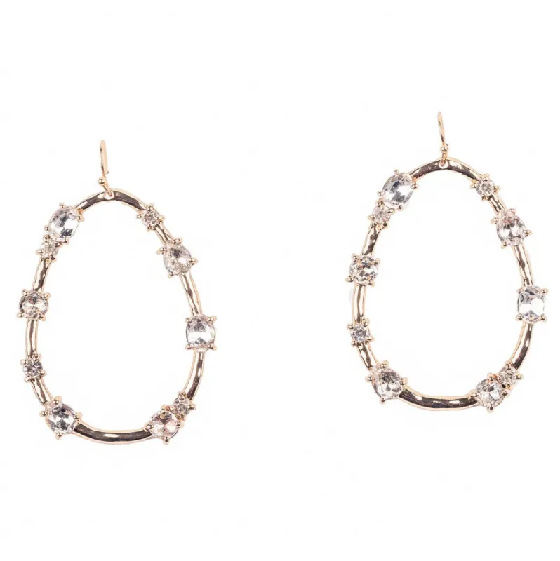 Gold Drop Earring with Crystal Stones sold by Kenneth Jay Lane