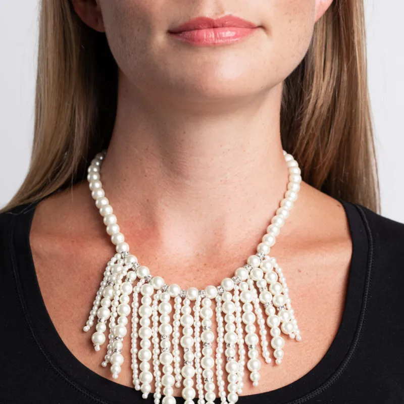 Single Strand White Pearl Drops Necklace sold by Kenneth Jay Lane