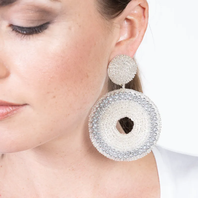 Silver Seedbead Circle Drop Earrings sold by Kenneth Jay Lane