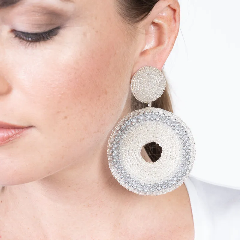 Silver Seedbead Circle Drop Earrings sold by Kenneth Jay Lane