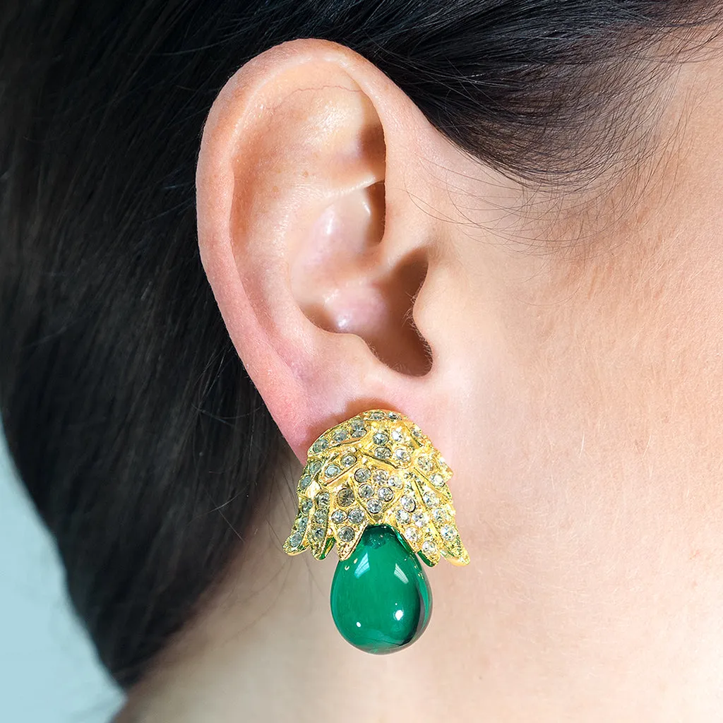 Emerald Bud Drop Clip Earrings sold by Kenneth Jay Lane product image thumbnail 2