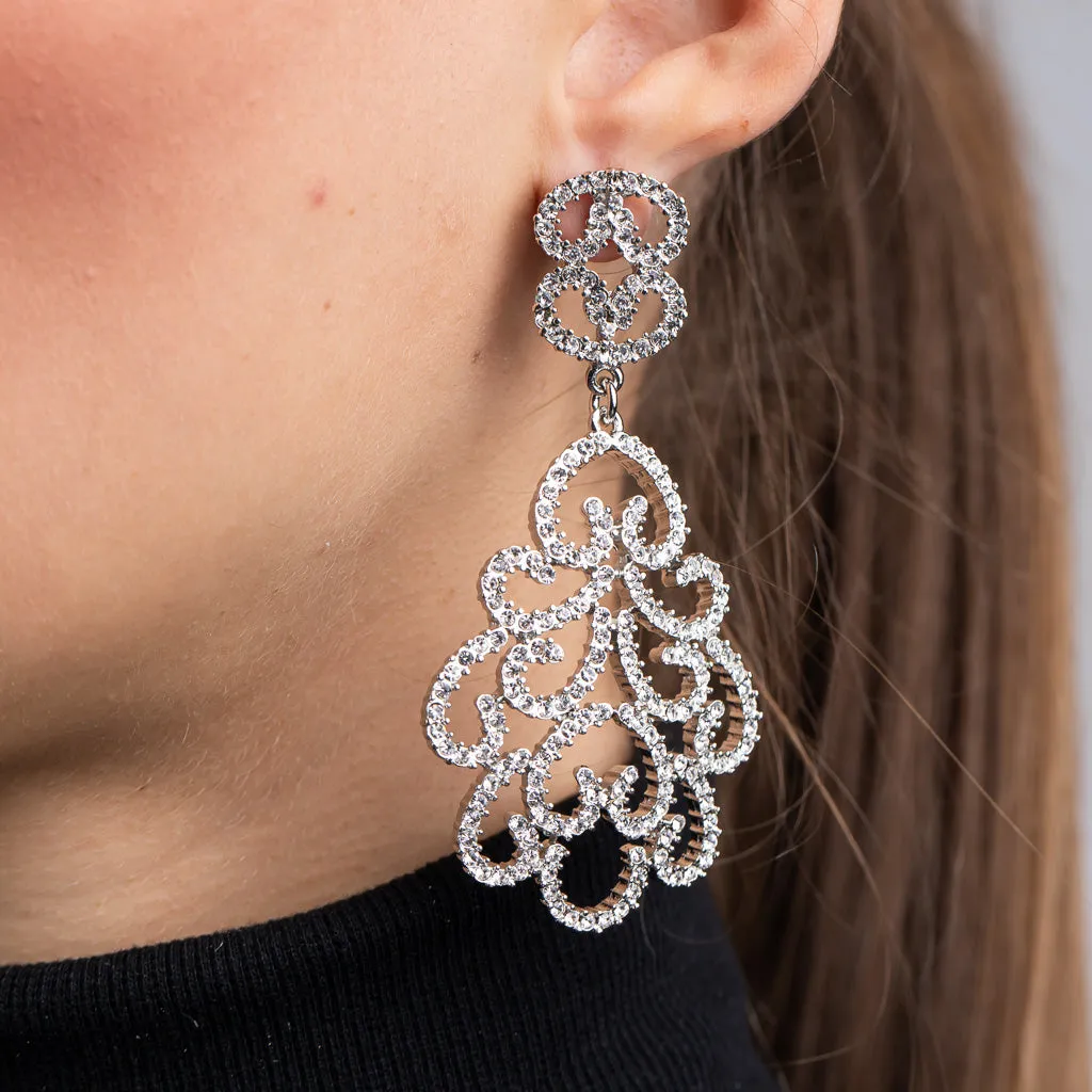 Rhodium and Crystal Pave Filigree Earrings sold by Kenneth Jay Lane
