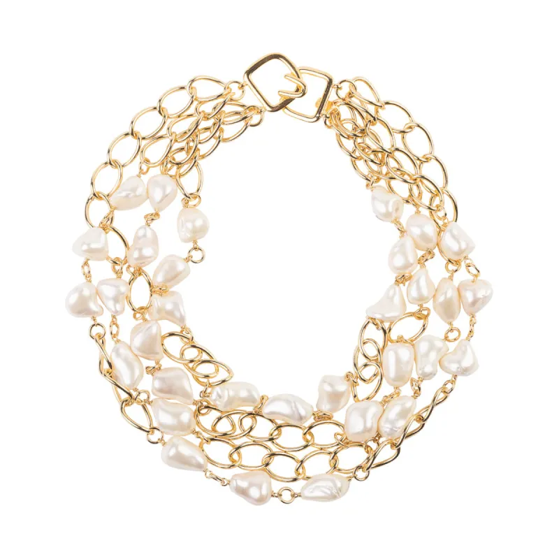 Gold and Pearl Nugget Necklace sold by Kenneth Jay Lane