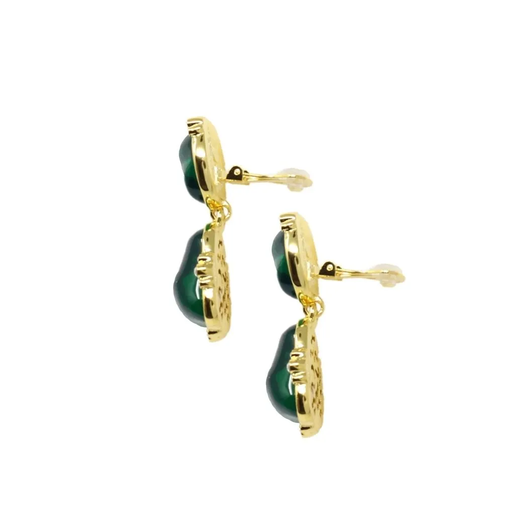 Emerald Nugget Drop Clip Earrings sold by Kenneth Jay Lane product image thumbnail 2