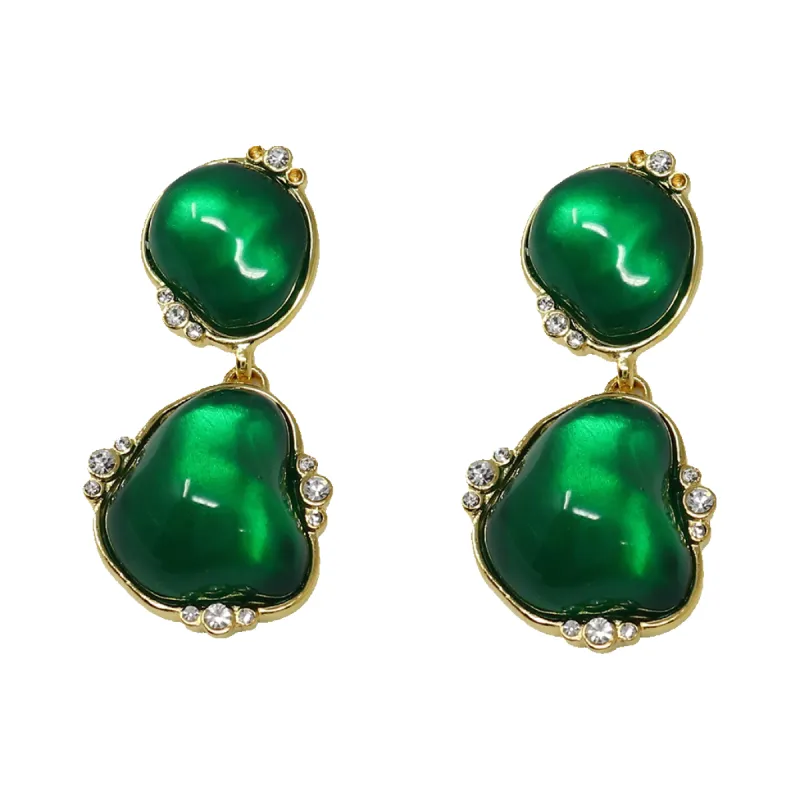 Emerald Nugget Drop Clip Earrings sold by Kenneth Jay Lane