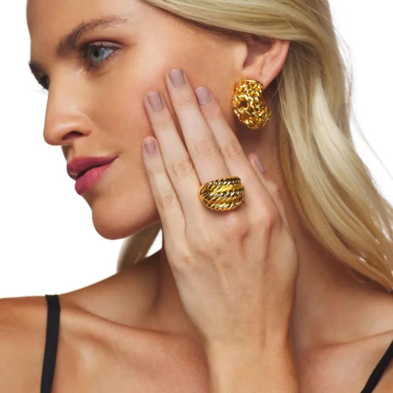 Polished Gold Braided Clip Earrings sold by Kenneth Jay Lane