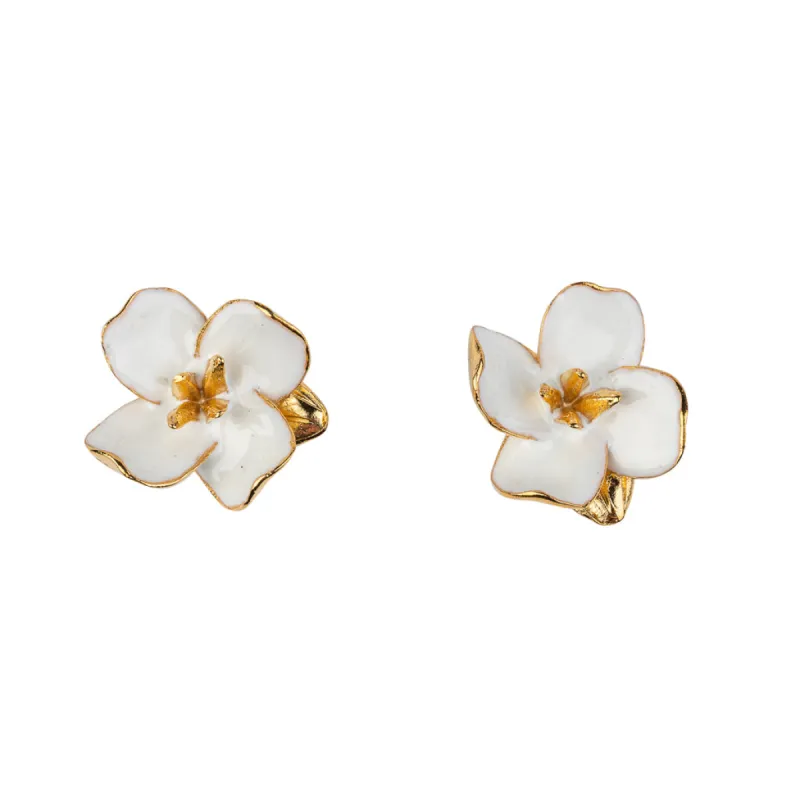 White and Gold Flower Earring sold by Kenneth Jay Lane
