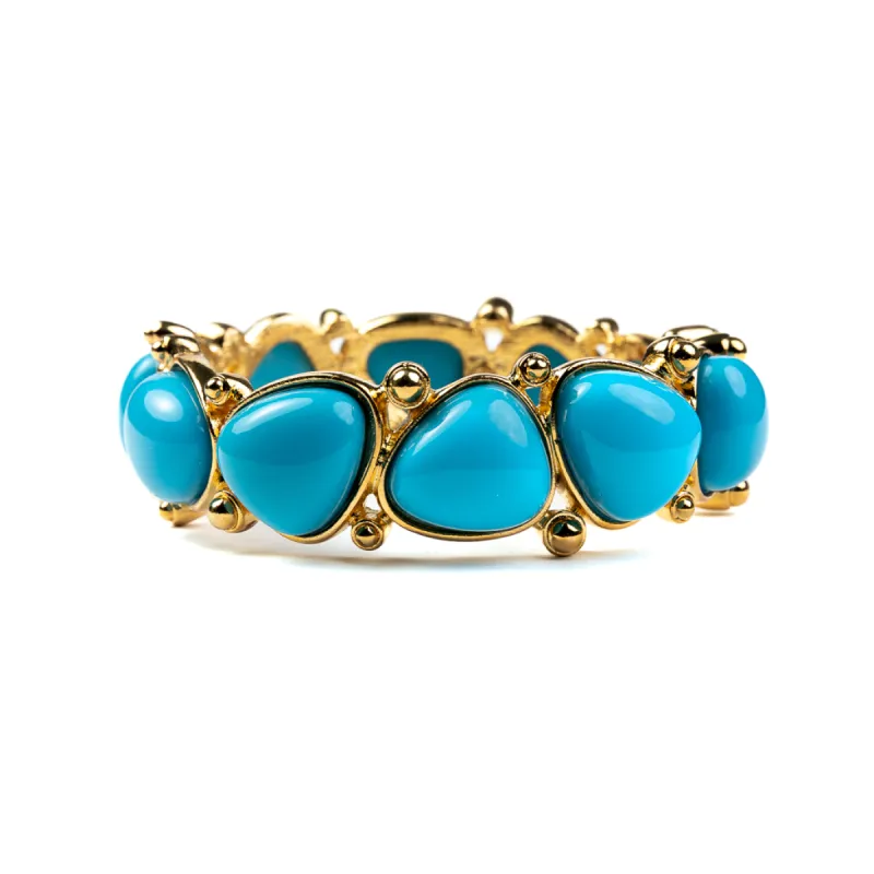 Turquoise and Gold Hinged Bracelet sold by Kenneth Jay Lane