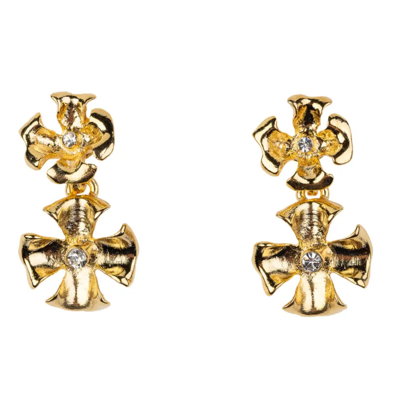 Gold Small and Large Flower Earrings sold by Kenneth Jay Lane