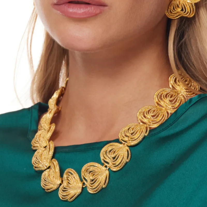 Gold Textured Clusters Lobster Clasp Necklace sold by Kenneth Jay Lane