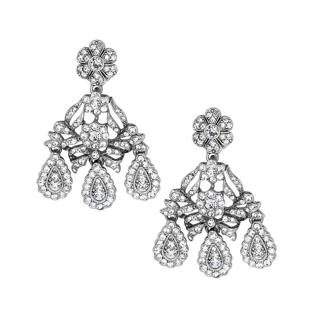 Antique Silver and Crystal Drop Clip Earrings sold by Kenneth Jay Lane