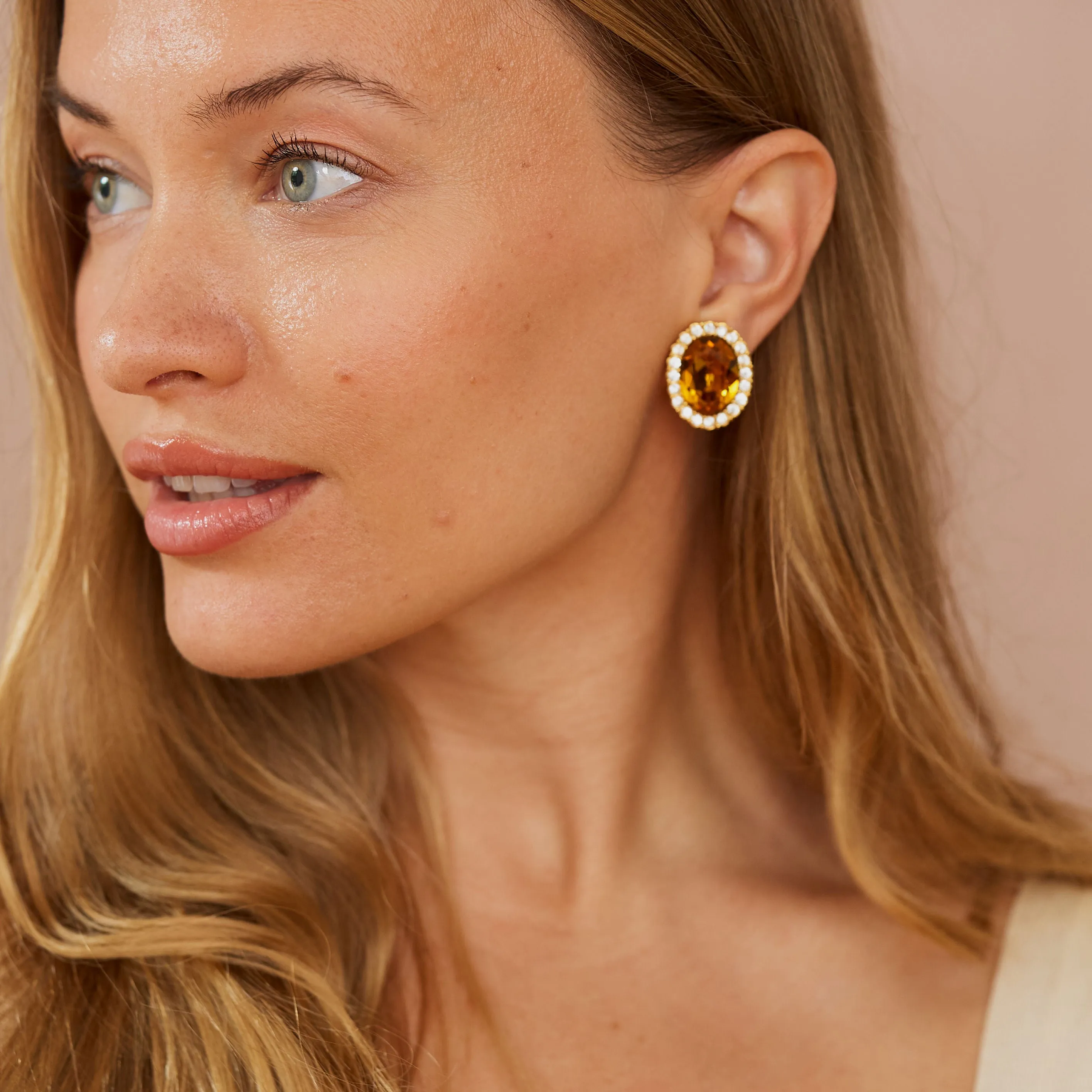 Topaz Oval Clip Earrings sold by Kenneth Jay Lane product image thumbnail 2