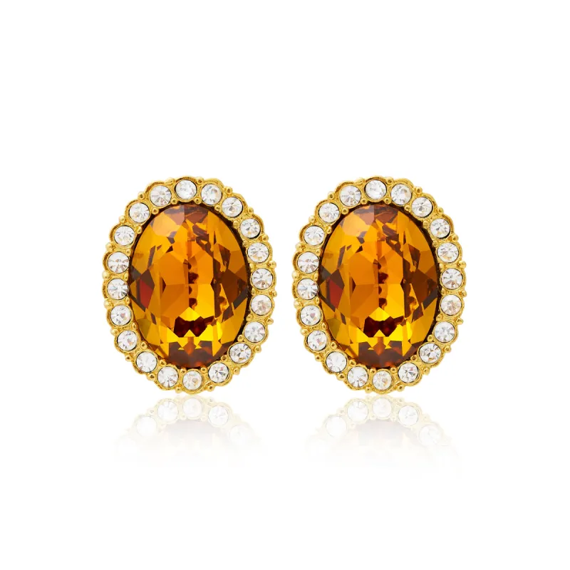 Topaz Oval Clip Earrings sold by Kenneth Jay Lane