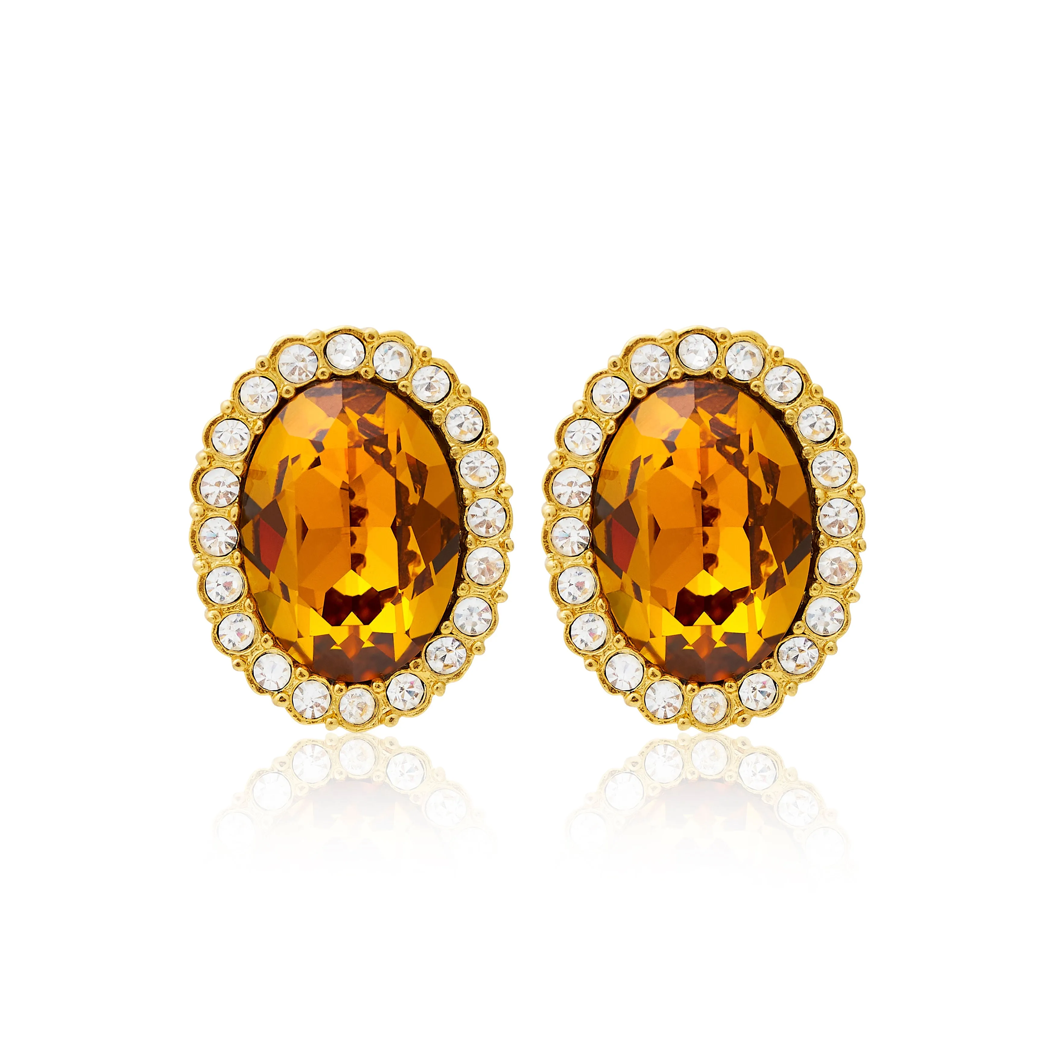 Topaz Oval Clip Earrings sold by Kenneth Jay Lane