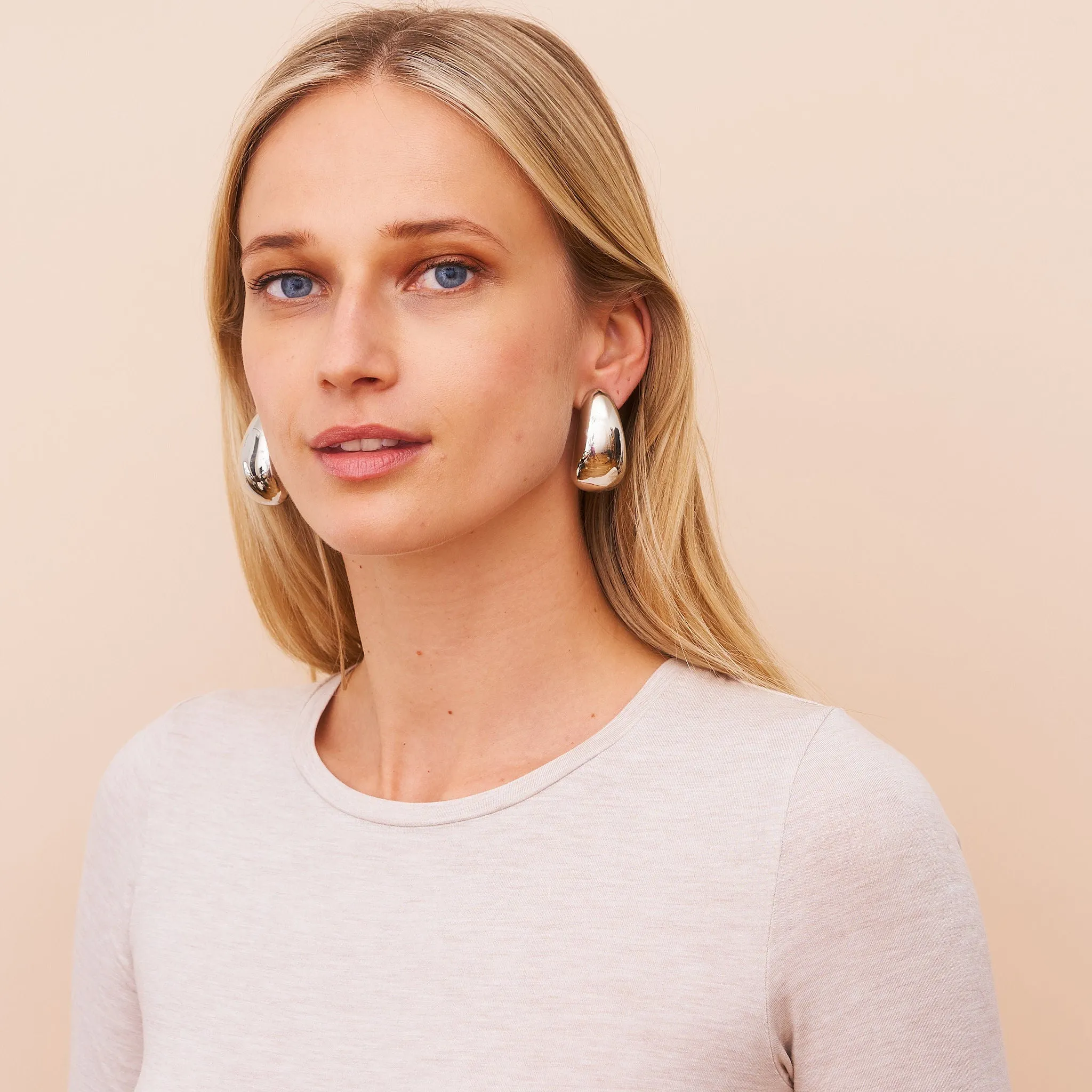 Polished Silver Tapered Hoop Clip Earrings sold by Kenneth Jay Lane product image thumbnail 2