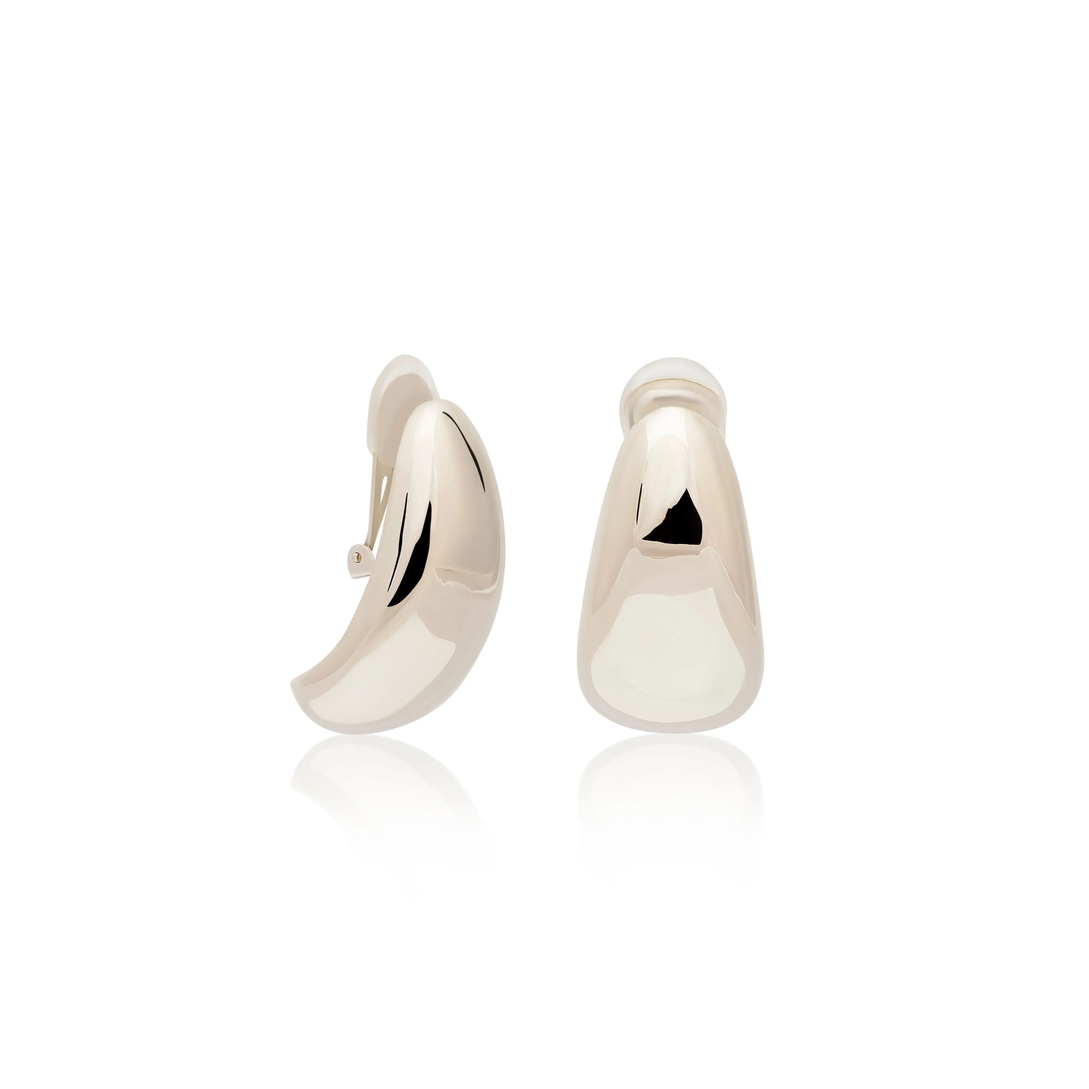Polished Silver Tapered Hoop Clip Earrings sold by Kenneth Jay Lane