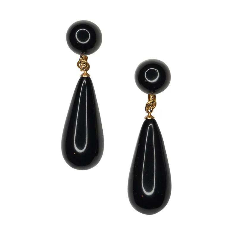 Black Teardrop Pierced or Clip Earrings sold by Kenneth Jay Lane