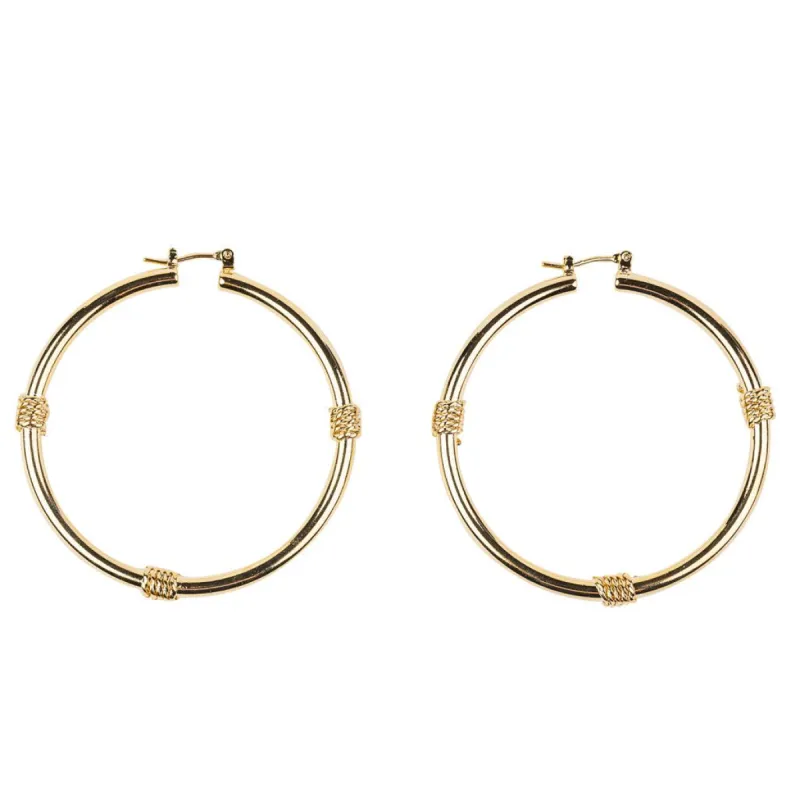 Polished Gold Rope Detail Hoop Earring sold by Kenneth Jay Lane