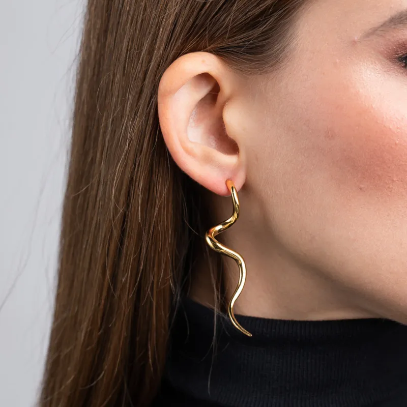 Polished Gold Swirl Pierced Earrings sold by Kenneth Jay Lane