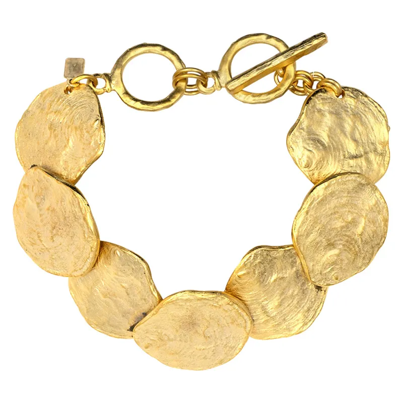 Brushed Satin Gold Discs Bracelet sold by Kenneth Jay Lane