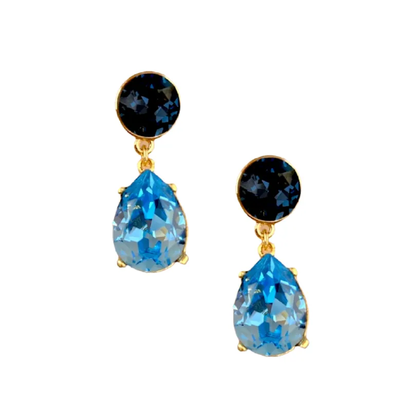 Sapphire & Aqua Teardrop Pierced Earring sold by Kenneth Jay Lane