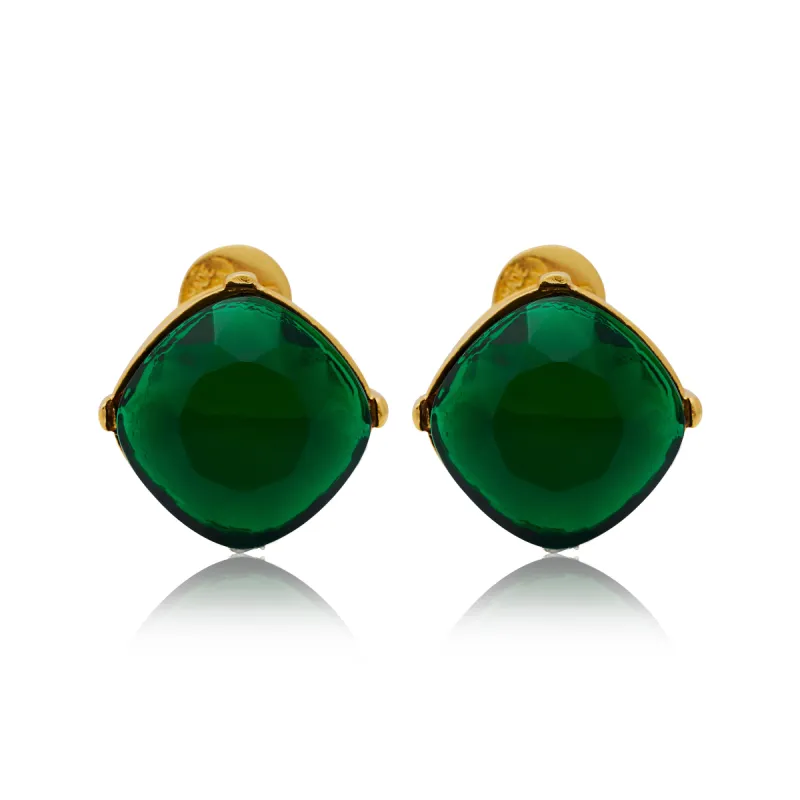 Emerald Square Stone Clip On Earrings sold by Kenneth Jay Lane